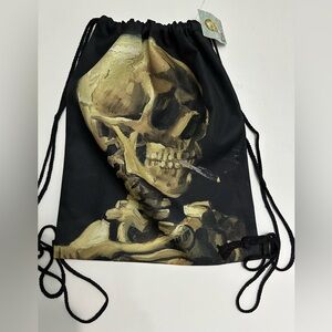 Van Gogh Smoking Skeleton Drawstring Satchel Backpack NWT
